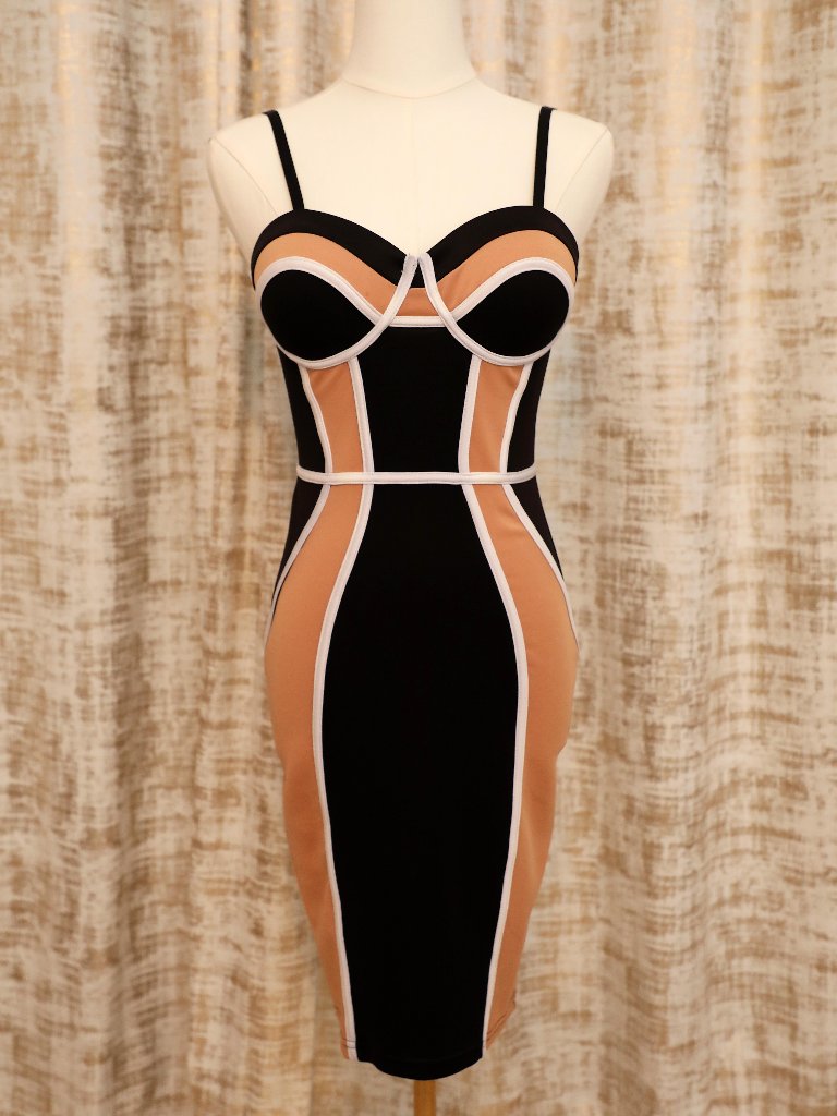 Papaya Bodycon Colorblock Cocktail Dress Size S (Nwot)
